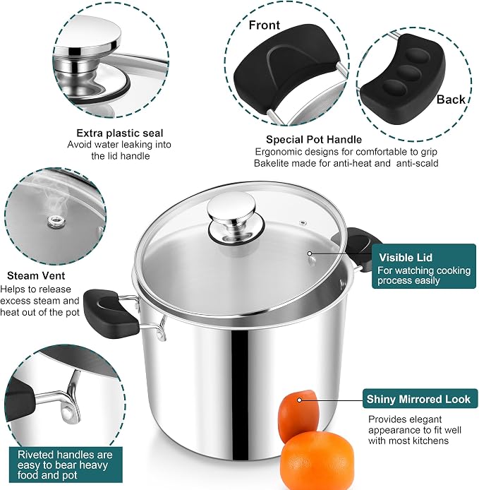 10 Quart 3-Ply Cooking Stock Pot - Image 3