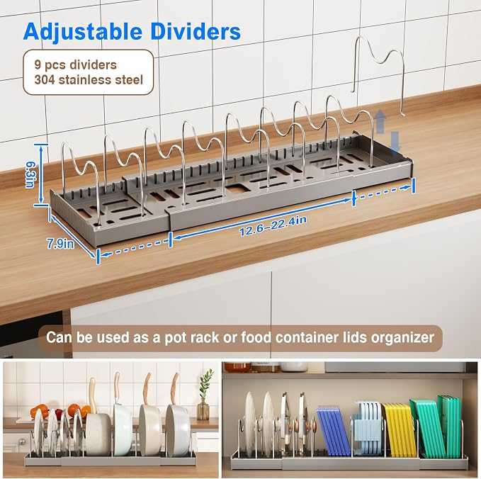 Mustorn 2 Pack Pots and Pans Organizer Under Cabinet - Image 2