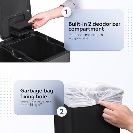 WLIVE 2 x 8 Gallon Stainless Steel Dual Trash Can, Double Trash Can Kitchen - Image 7