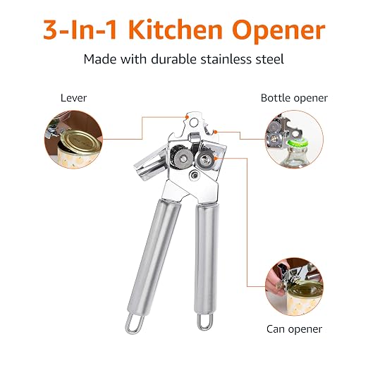 Amazon Basics Can Opener, Heavy Duty Stainless Steel - Image 2
