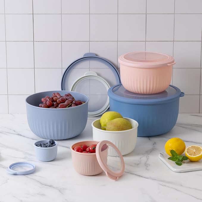 COOK WITH COLOR Prep Bowls with Lids- Wide and Deep Nesting Plastic Small - Image 6