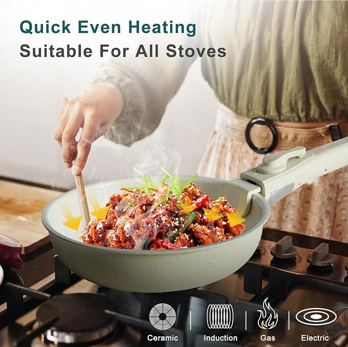 12 Pcs Pots and Pans Set, Non-Stick Pots and Pans Set, - Image 5