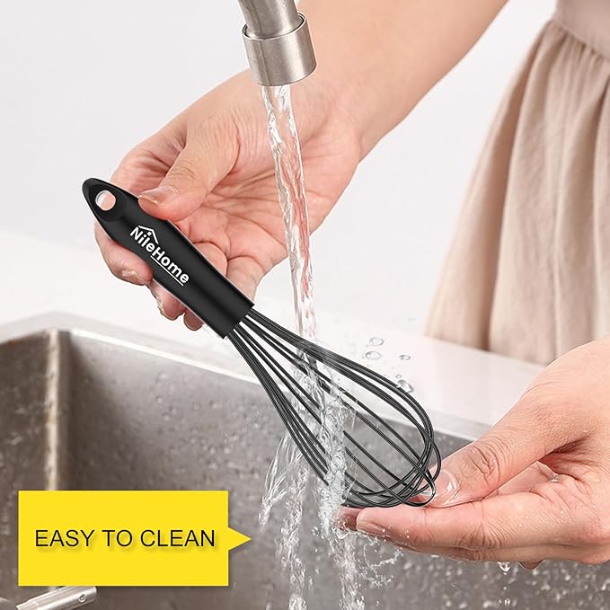 NileHome Silicone Whisk Set 8" 10" 12" Kitchen Whisk Kitchen Wisk Wire Whisks - Image 6