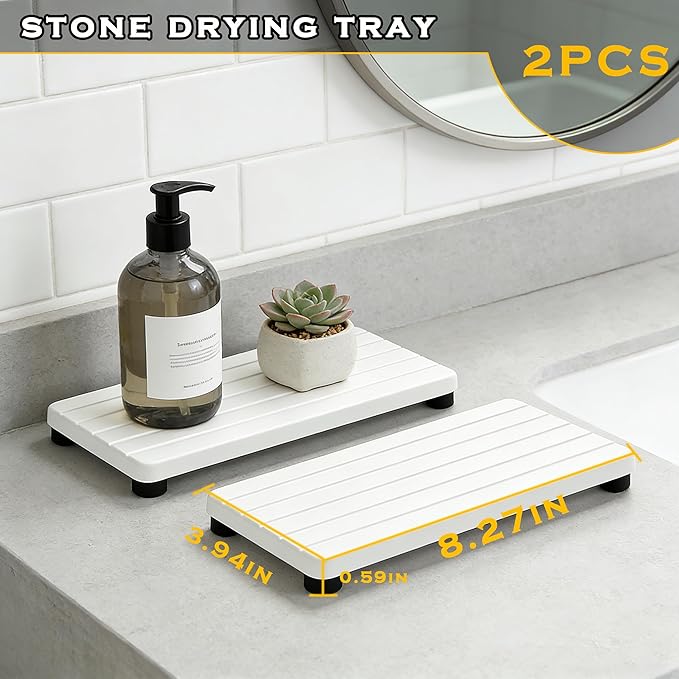 2PCS Stone Drying Tray, Water Absorbing Stone Tray - Image 7