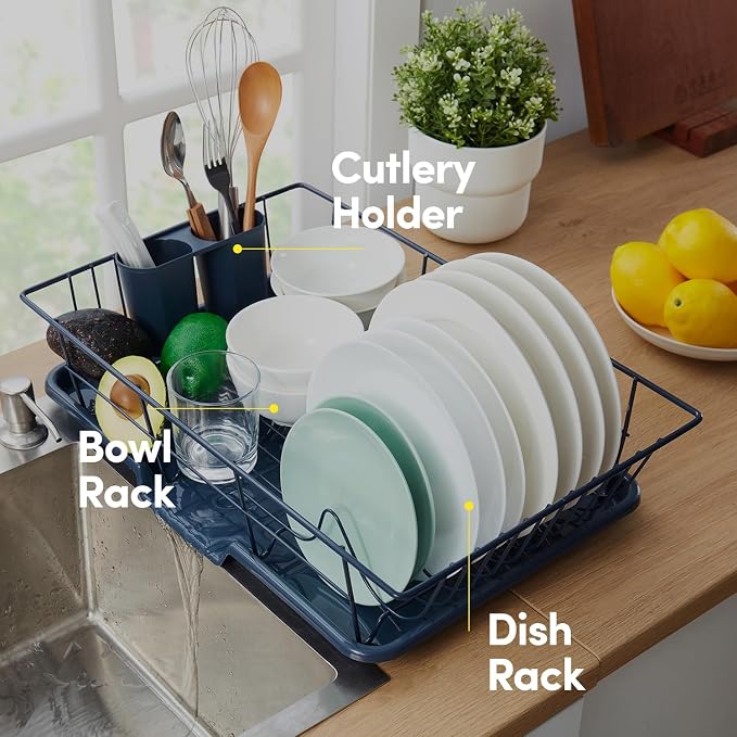 Sweet Home Collection Space-Saving 3-Piece Dish Drainer Rack Set: Efficient - Image 5