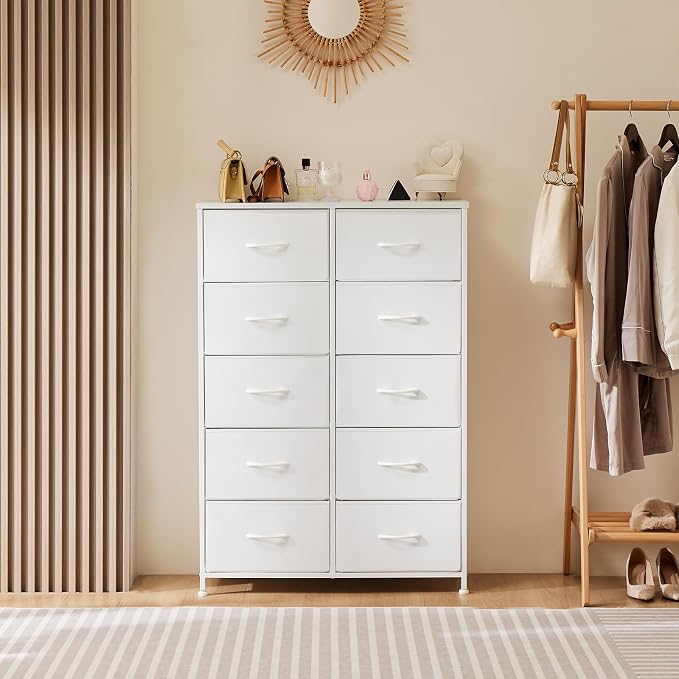 Sweetcrispy 10 Drawer Fabric Dresser Tall Chest Storage Organizer Tower - Image 8