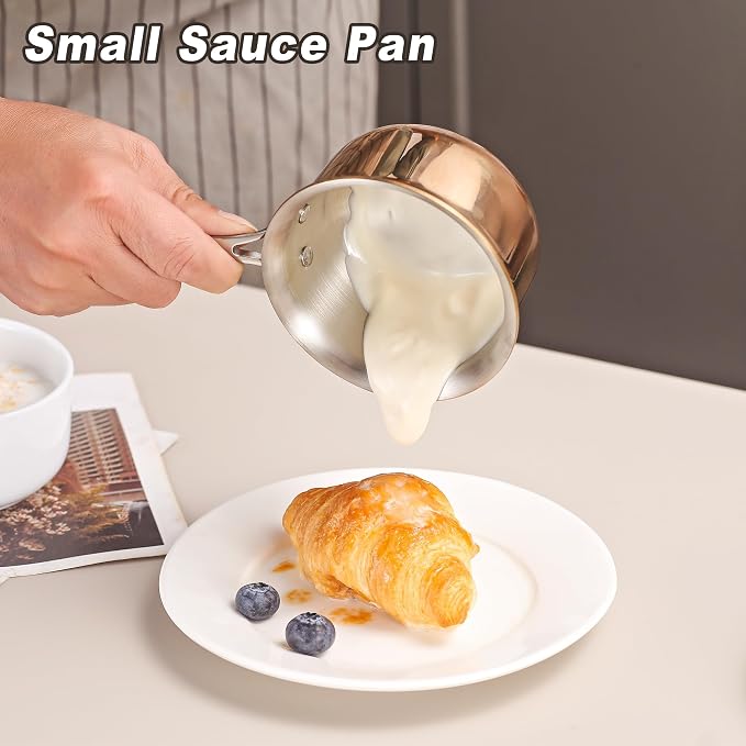 Mini Sauce Pan with Lid, Tri-Ply Stainless Steel Pot with Stay-Cool Handle & - Image 5