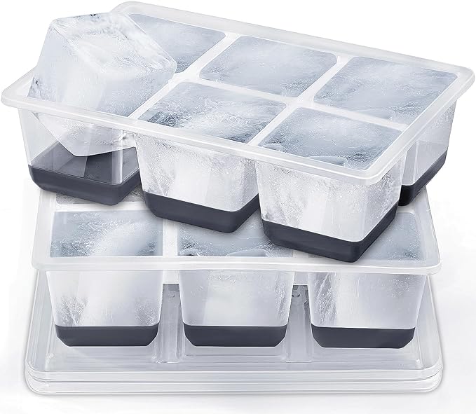 Ice Cube Trays 2 Pack, JRISBO Large Silicone Ice Cube Molds by Jrisbo