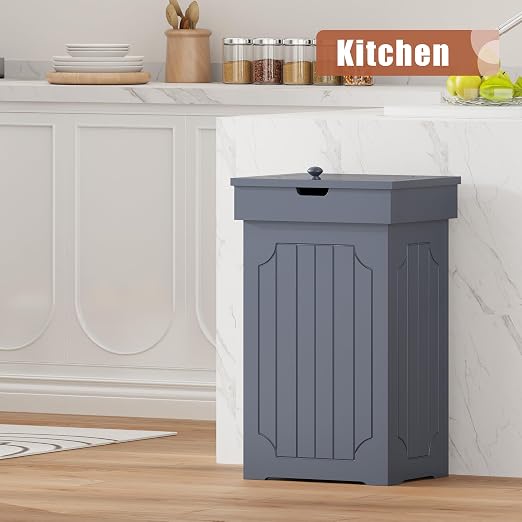 Function Home Trash Can Cabinet, 13 Gallon Kitchen Garbage Can, Wood Recycling - Image 2