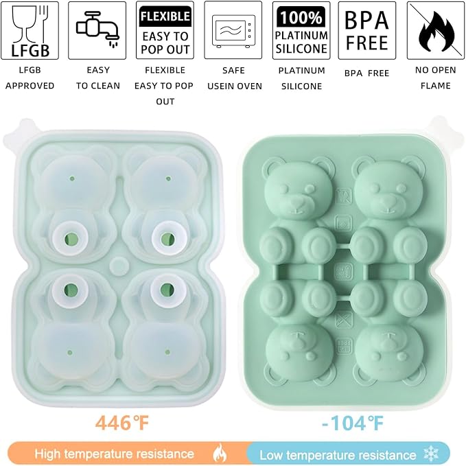 3D Bear Ice Cube Mold, Large Ice Cube Trays - Image 3