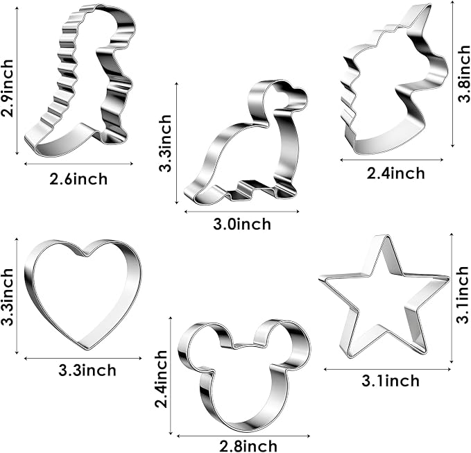 Stainless Steel Cookie Cutters, Mickey Unicorn Dinosaur Heart Star Cookie - Image 3