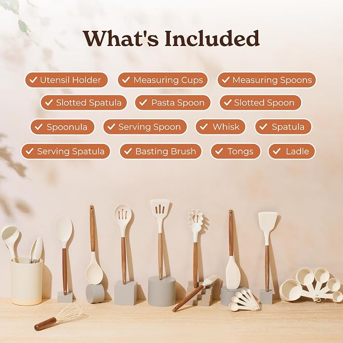 Silicone Kitchen Utensils Set & Holder: Cooking Utensils Set - Image 2
