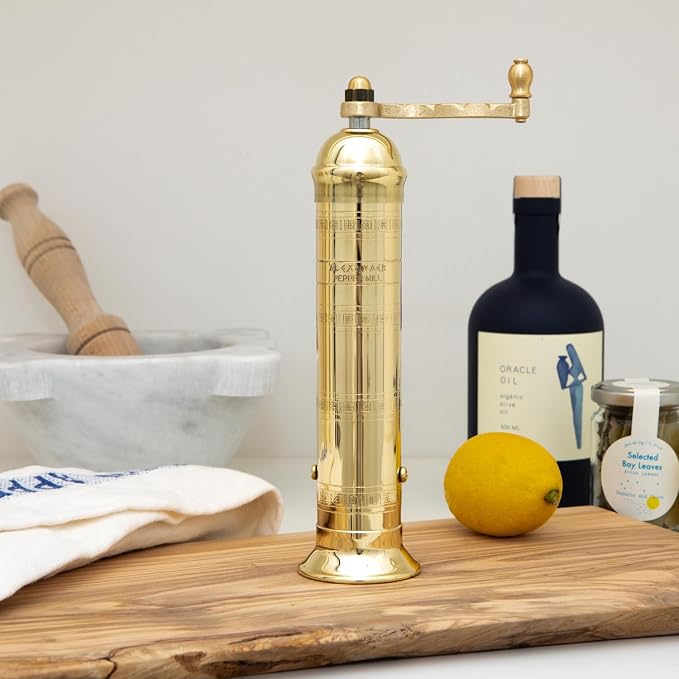 Alexander Home Original Greek Pepper Mill, 9-Inch Brass – European Manual - Image 2