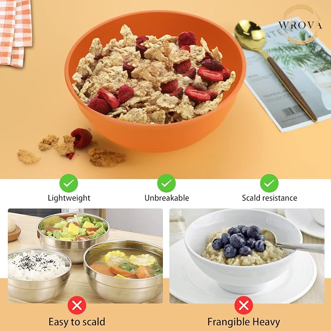 Wrova Wheat Straw Bowls Set 60 OZ Unbreakable Large Cereal Bowls Set of 6 - Image 4