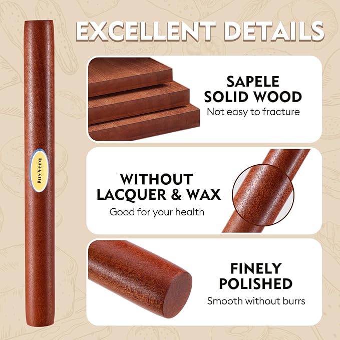Wood Rolling Pin, Non-Stick Rolling Pin - Image 5