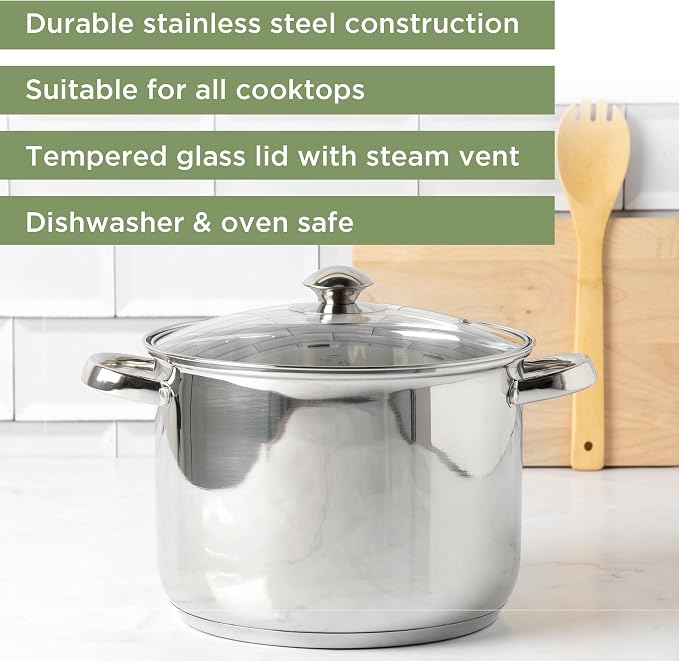 Ecolution Stainless Steel Stock Pot, Encapsulated Induction Ready Cooking Pot - Image 2