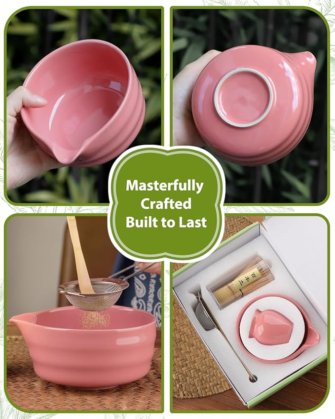 5PCS Pink Matcha Set - 17OZ Ceremonial Bowl - Image 3
