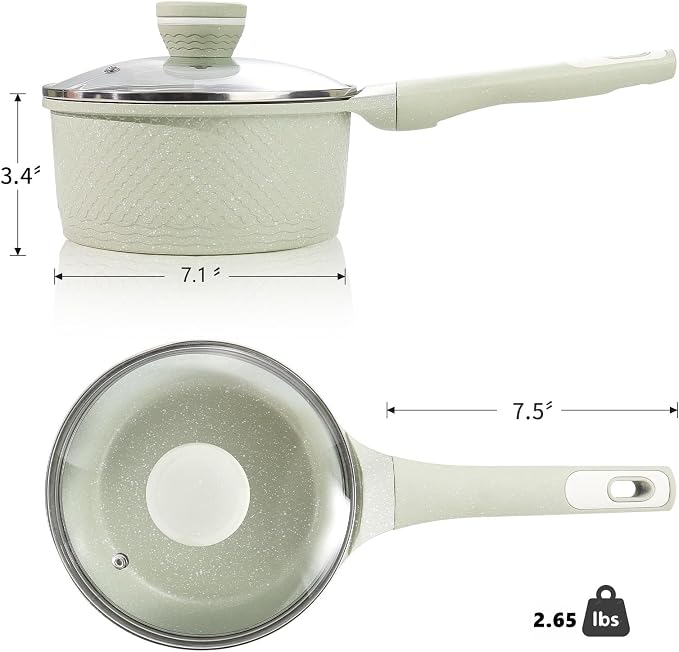 Sauce pan 2.0Qt SaucePan with Lid, Non Stick Sauce Pot - Image 2