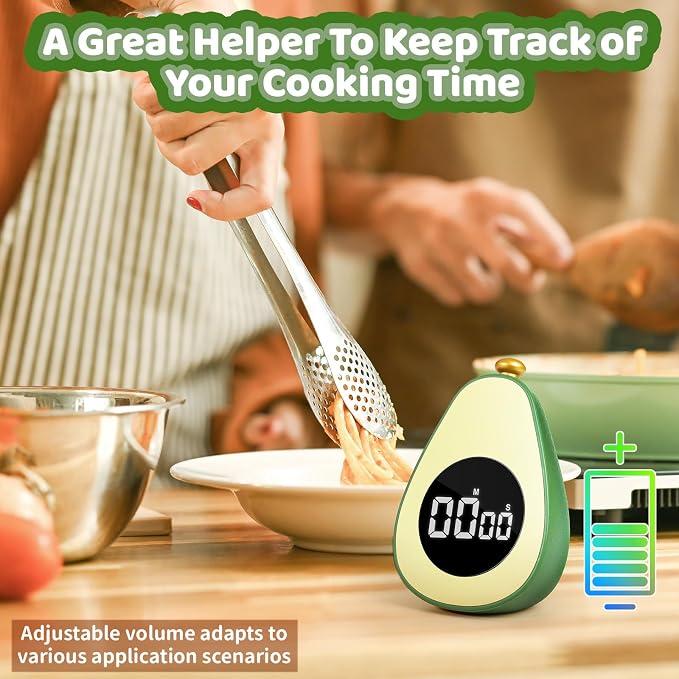 Avocado Digital Countdown Timer, Cute Kitchen Gadget, Adjustable Volume Timer - Image 2