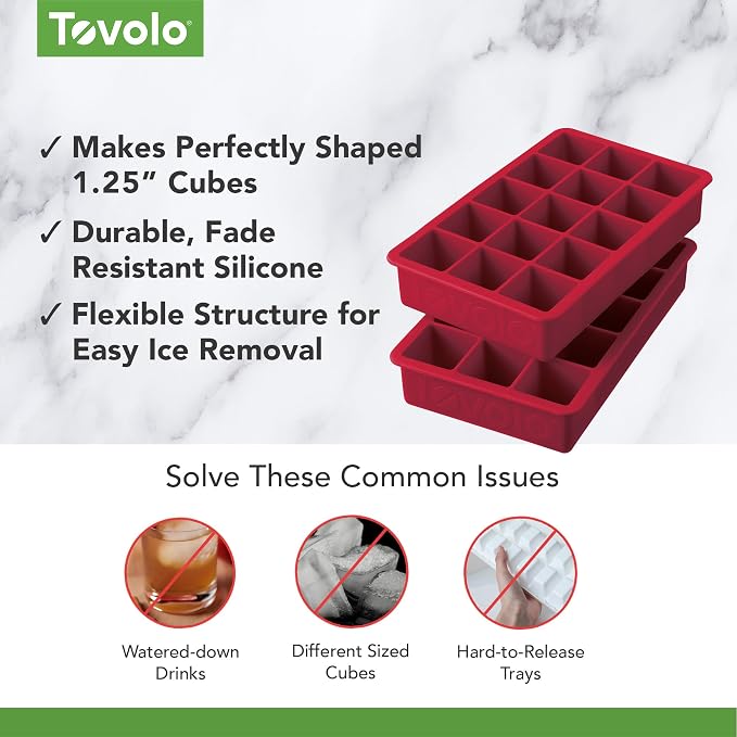 Tovolo Silicone Ice Cube Tray Cayenne Red Pack of 2 BPA Free Ice Tray Mold - Image 3