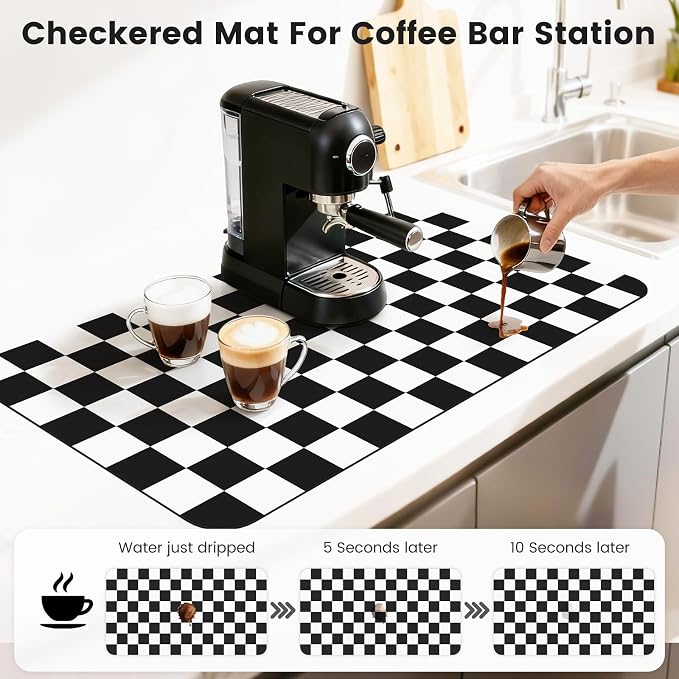17" x 32" Checkered Dish Drying Mat - Image 3