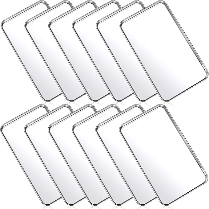 Mimorou 12 Pcs Baking Sheet Stainless Steel Cookie Small Metal Sheet Pans by Mimorou