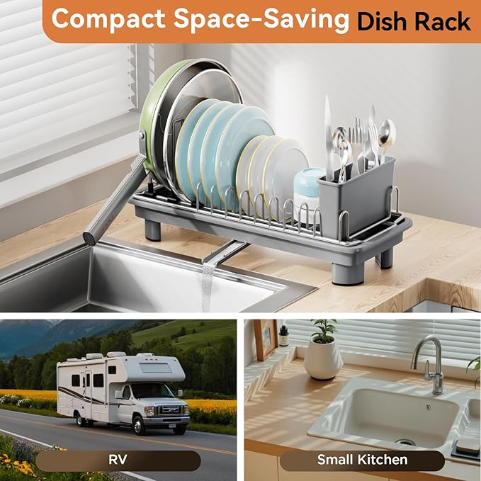 Laveshop Small Dish Drying Rack, Compact Dish Drainer - Image 3