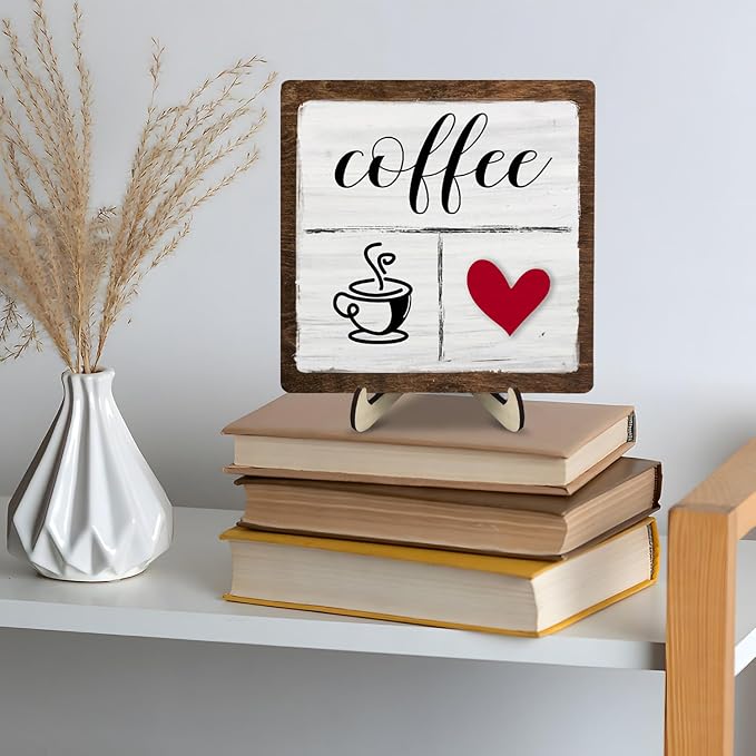 Vintage Coffee Bar Decor Sign, Rustic Wooden Plaque - Image 4