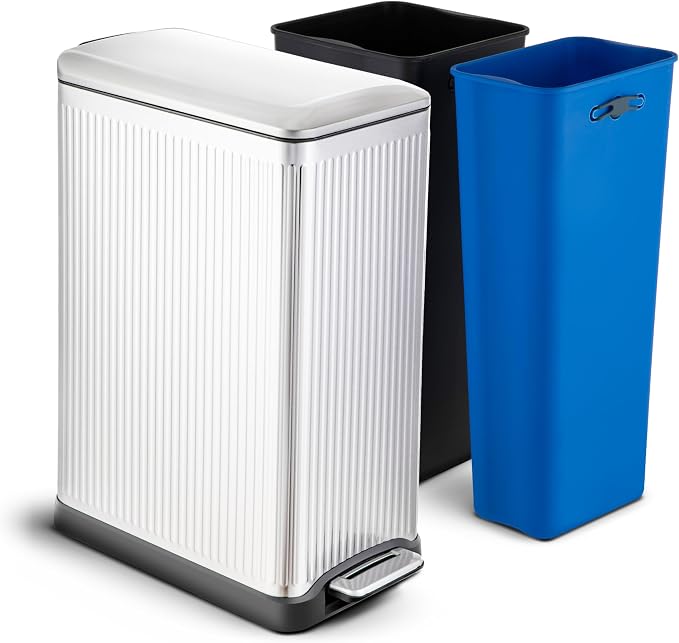 Home Zone Living 13 Gallon Dual Compartment Step Trash Can by HomeZoneLiving