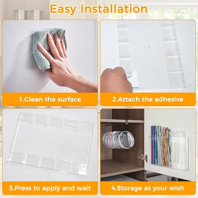 Kitchen Cabinet Straw Holder: Acrylic Organizer and Hanging Lid Rack - Image 3