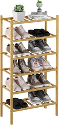 ROMGUAR CRAFT 6-Tier Bamboo Small Shoe Rack, Free Standing Wood Shoe Shelf by ROMGUAR+CRAFT