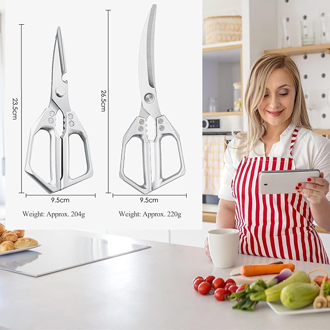 2-Piece Heavy Duty Kitchen Scissors Professional Stainless Steel Meat & Poultry - Image 4