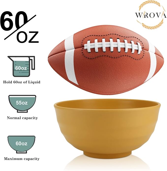 Wheat Straw Bowls Set 60 OZ Unbreakable Large Cereal Bowls Set of 6 Microwave - Image 3
