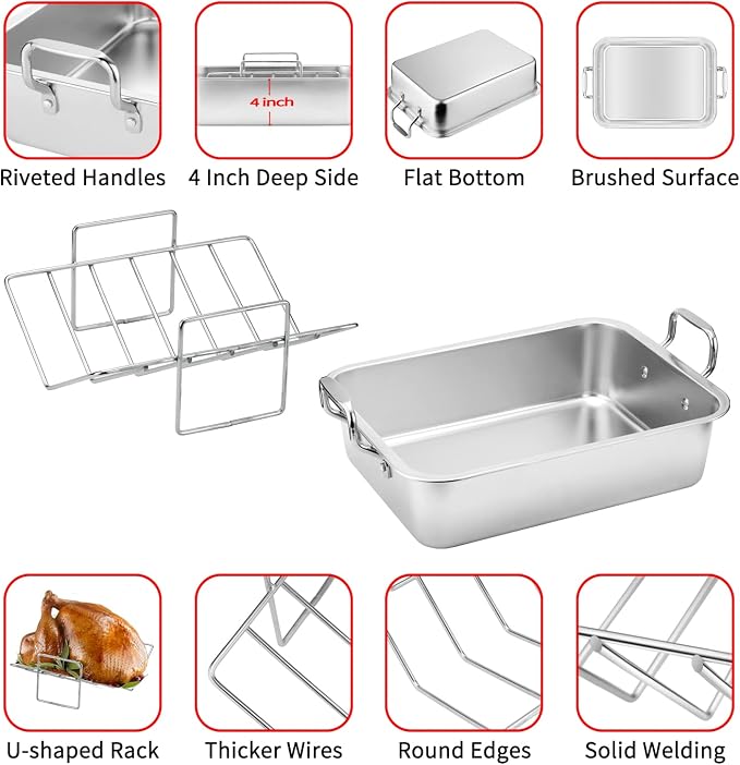 15 Inch Stainless Steel Roasting Pan - Image 7