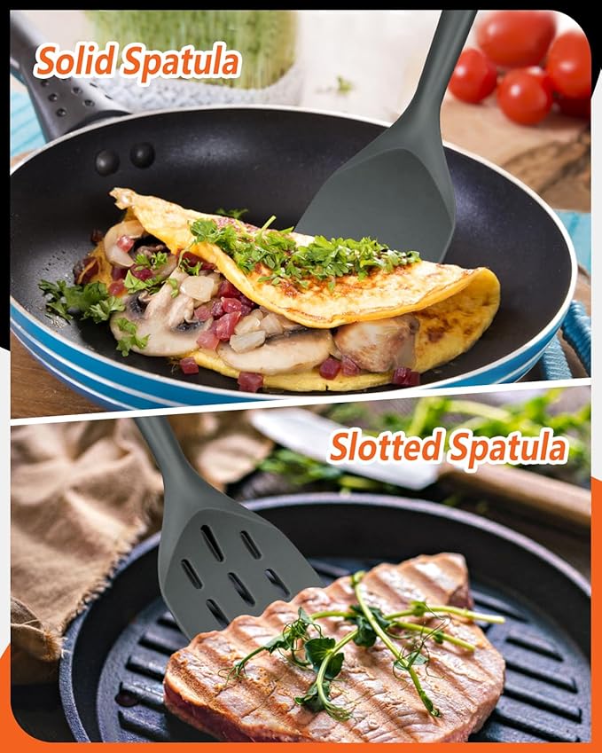 Pack of 2 Silicone Spatula, Non Stick Cooking Utensil Set Wooden Handle Kitchen - Image 4