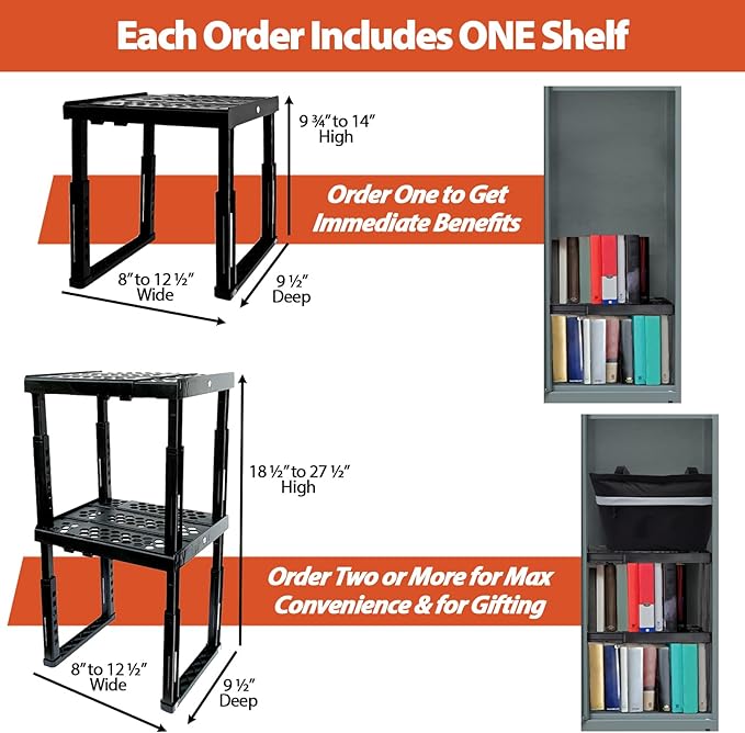 Piffny 2 Pack Locker Organizer Shelf, Adjustable Width and Height, and Gym - Image 4