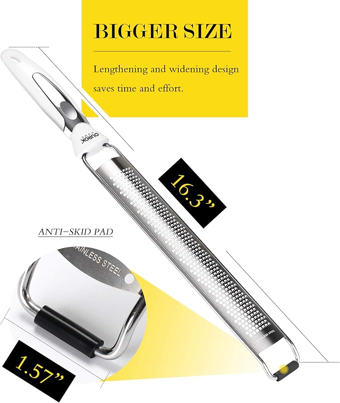 Ourokhome Kitchen Lemon Zester, Stainless Steel Hand Held Parmesan Cheese Grater - Image 5