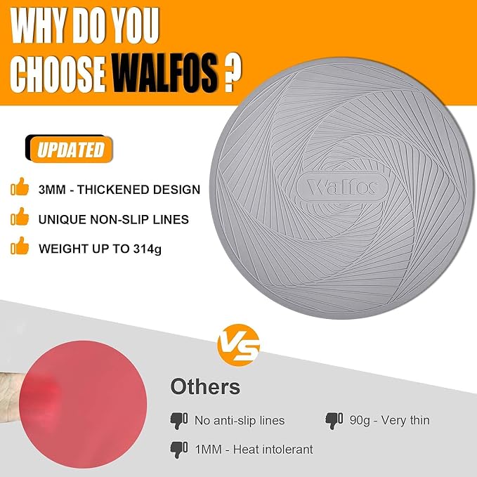 Walfos Silicone Microwave Mat & Lid Set, Heat Resistant Multi-Purpose Trivet - Image 6
