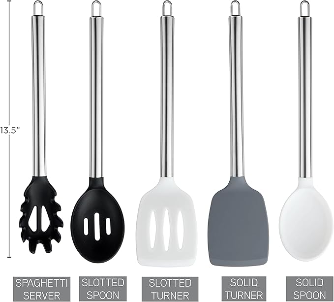 COOK WITH COLOR Silicone Cooking Utensils, Kitchen Utensil Set, Cooking Utensils - Image 4