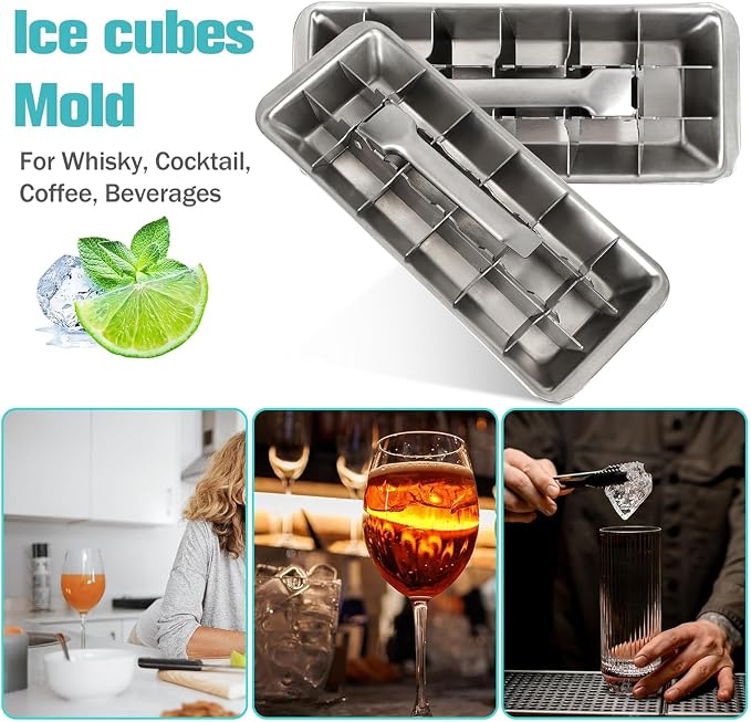 Metal Ice Cube Trays, Stainless Steel Ice Cube Trays, 18-Slot Ice Cube Tray - Image 4
