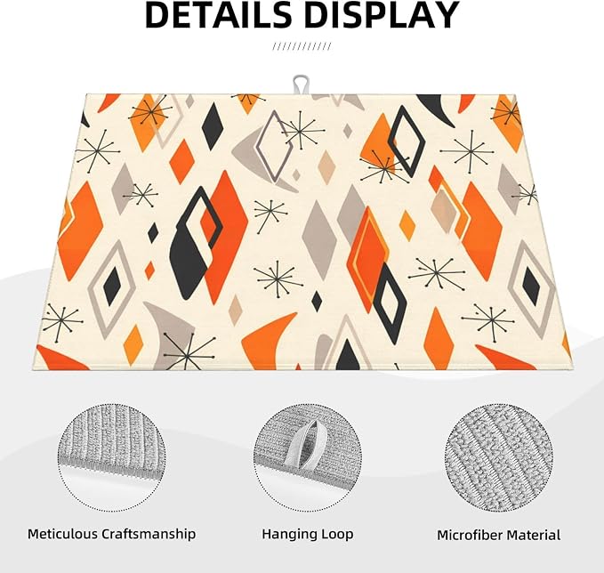 Retro Geometric Pattern Dish Drying Mat - Image 4