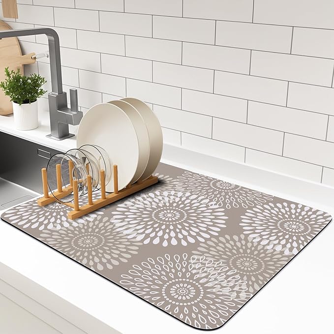LuxStep Dish Drying Mat Super Absorbent Kitchen Counter Mat Rubber Backing by LuxStep