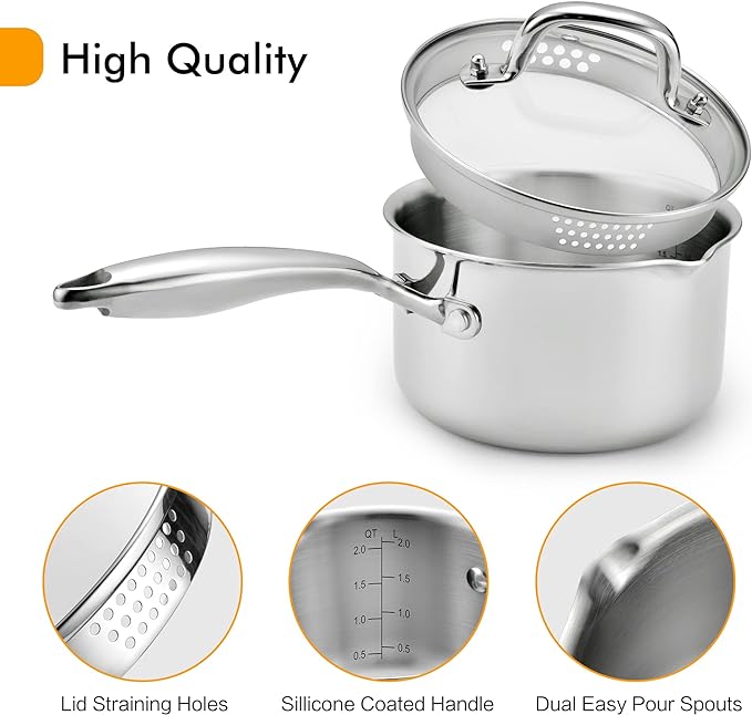Cyrosa 3.5 Quart Stainless Steel Saucepan - Image 3
