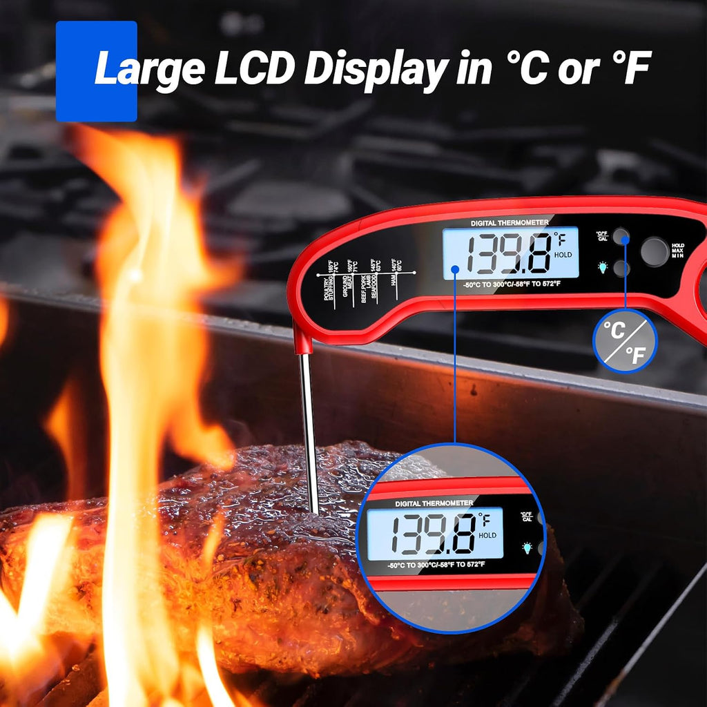 Low Light Grilling Meat Thermometer, Instant Read Food Thermometer