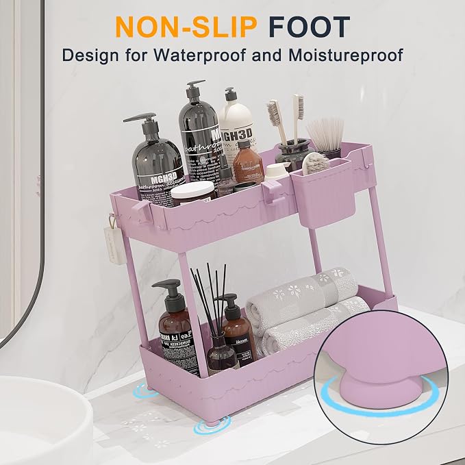Sevenblue 2 Pack Under Sink Organizer, Under Bathroom Cabinet Organizer - Image 6