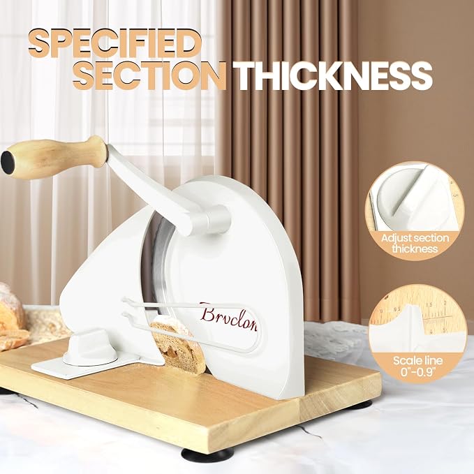 Brvclon Manual Bread Slicer Adjustable Thickness, Hand Crank Bread Slicer - Image 2