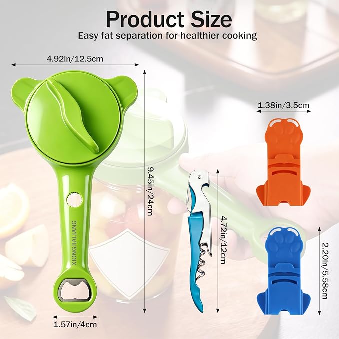 Adjustable Jar Opener for Weak Hands, 4-in-1 Multi-Function Manual Bottle - Image 2