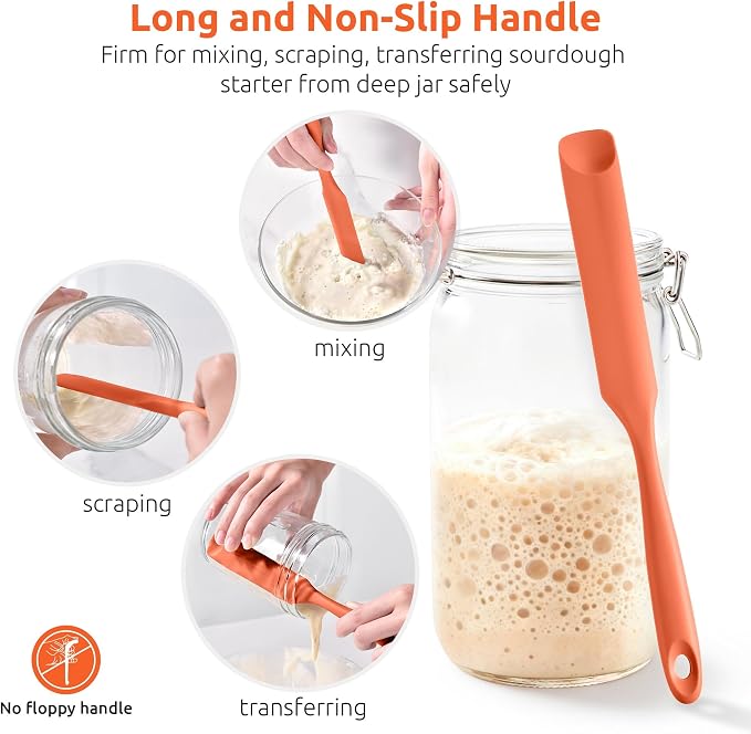 U-Taste Silicone Jar Spatula for Sourdough Starter: Long Skinny Food-Grade Jam - Image 3