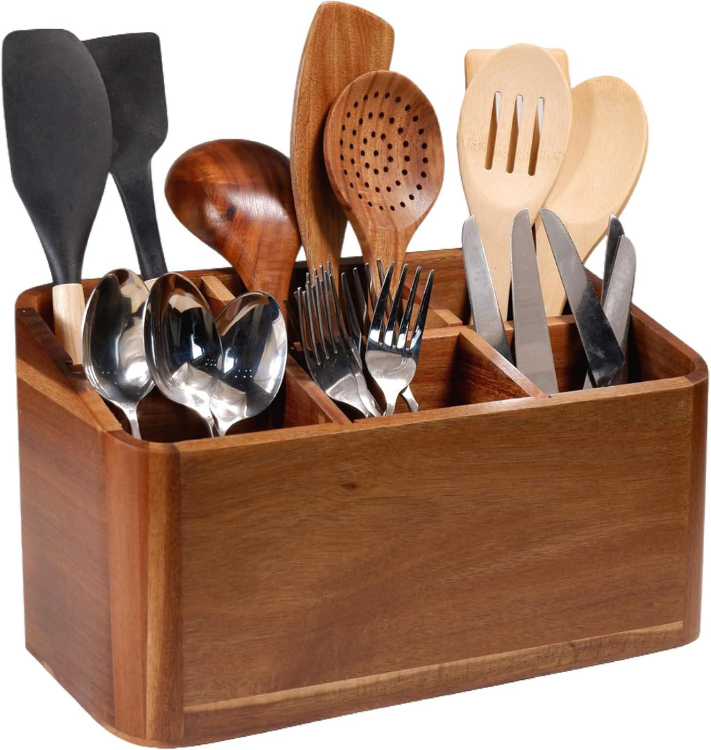 Wooden Kitchen Utensil Holder Organizer for Counter or Countertop