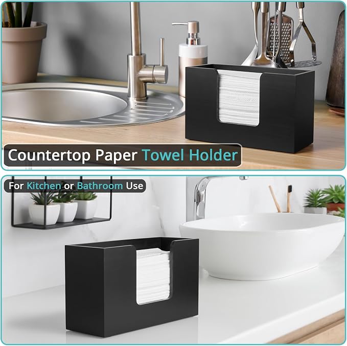Paper Towel Dispenser Countertop, Wooden Bathroom Paper Towel Holder, - Image 4